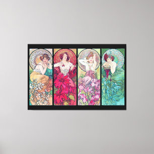 Vier joden, Alphonse Mucha Canvas Afdruk