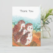 Vier jonge egels illustratie bedankkaart (Staand voorkant)