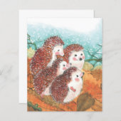 Vier Jonge Hedgehogs Illustratie Papierblad (Voorkant / Achterkant)