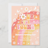 Vier jonge hippie op de vierde verjaardag kaart (Voorkant)