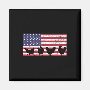 Vier Juli 4e Kip Hen Boerderij Amerikaanse Vlag Magneet