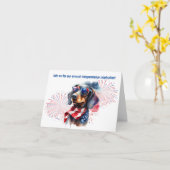 Vier juli Dachshond uitnodigingen (Gele Bloem)