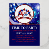 Vier juli-feest patriottisch folie uitnodiging (Voorkant)