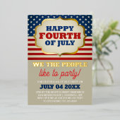 Vier juli-feest Patriottische Vlag Folie Uitnodiging (Staand Voorkant)