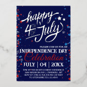 Vier juli feeststerren folie uitnodiging (Voorkant)