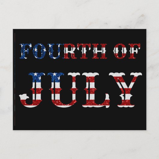 Vier Juli Glitter Briefkaart (Voorkant)