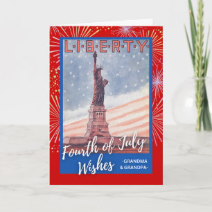 Vier juli voor grootouders Statue of Liberty Kaart