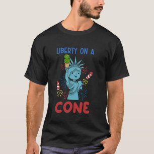 Vier Juli Vrijheid Kegel Ijs Amerikaans Amerikaans T-shirt