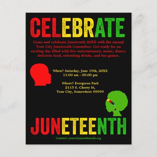 Vier Juneteenth Freedom Day Rood Geel Groen Flyer (Voorkant)