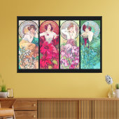 Vier juwelen, Alphonse Mucha Canvas Afdruk (Insitu (Woonkamer))
