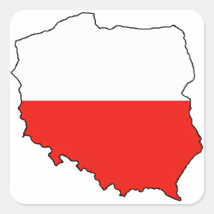 VIER Kaart voor de Poolse vlag Vierkante Sticker