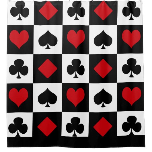 Vier kaartpakken douchegordijn (Voorkant)