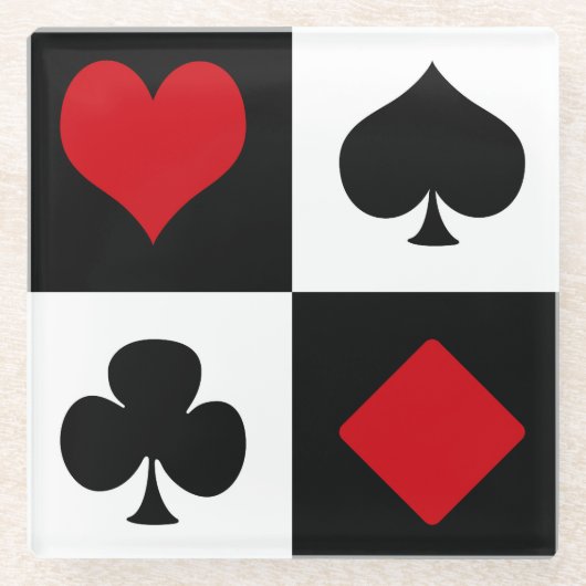 Vier kaartpakken glazen onderzetter (Voorkant)