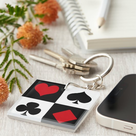 Vier kaartpakken sleutelhanger (Voorkant Rechts)