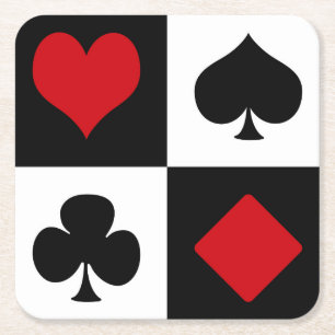 Vier kaartpakken vierkante kartonnen onderzetter