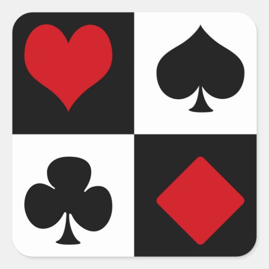 Vier kaartpakken vierkante sticker (Voorkant)