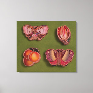 Vier kartonnen en juwelen, vlinder canvas afdruk