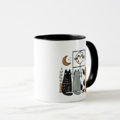 Vier katten kijken naar volle maan mok (Voorkant rechts)