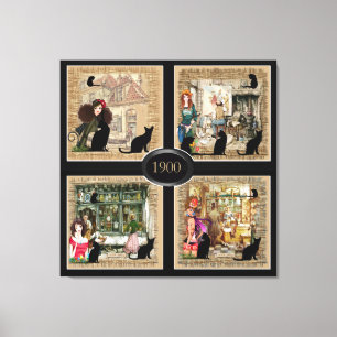 Vier keer Anton Pieck Canvas Afdruk