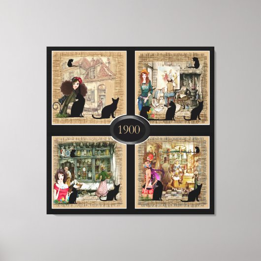Vier keer Anton Pieck Canvas Afdruk (Voorkant)