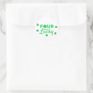 Vier keer gelukkige 4e verjaardag ronde sticker