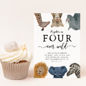 Vier keer Wild Birthday Uitnodiging | Safari Parti