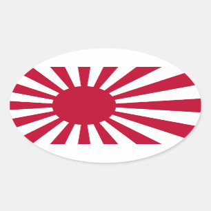 VIER Keizerlijke Japanse Marine Vaandel Ovale Sticker