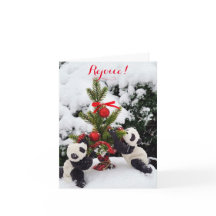 Vier Kerstmis Nieuwjaar Panda's in het spel