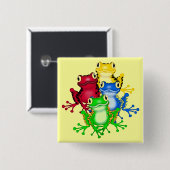 Vier kikkert-shirts en cadeautjes vierkante button 5,1 cm (Voorkant /achterkant)