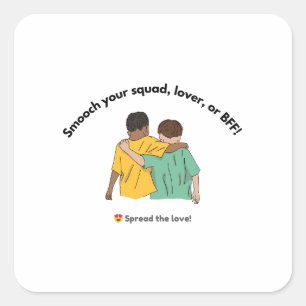 Vier Kiss Your Mate Day Vierkante Sticker