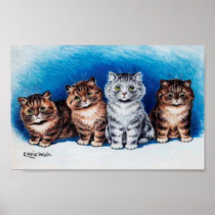 Vier Kittens, Louis Wain Poster