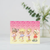 Vier kleine ballerinas in tutus briefkaart (Staand voorkant)