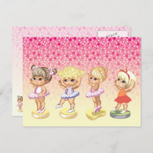 Vier kleine ballerinas in tutus briefkaart (Voorkant / Achterkant)