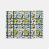 Vier Kleur Budgies Fleece Deken (Voorkant (Horizontaal))
