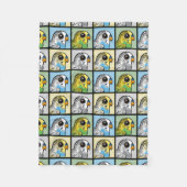 Vier Kleur Budgies Fleece Deken (Voorkant)