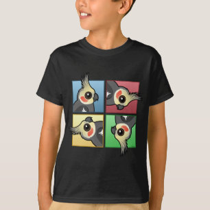 Vier kleuren-Cockatiel T-shirt
