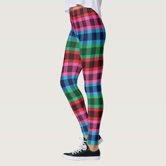 Vier kleuren geruite patroon leggings (Links)