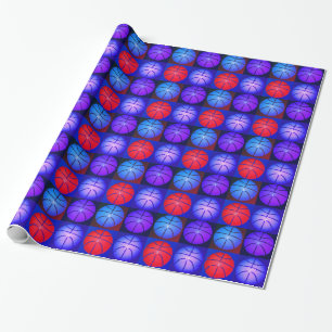 Vier kleuren Pop Art Basketbal Cadeaupapier