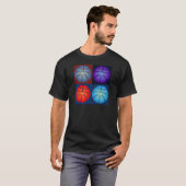 Vier kleuren Pop Art Basketbal T-shirt (Voorkant volledig)