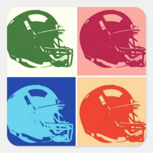 Vier kleuren Pop Art Football Helm Sticker