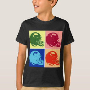 Vier kleuren Pop Art Football Helm T-shirt