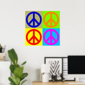 Vier kleuren Pop Art Peace Sign Poster (Thuiskantoor)