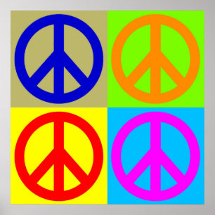 Vier kleuren Pop Art Peace Sign Poster