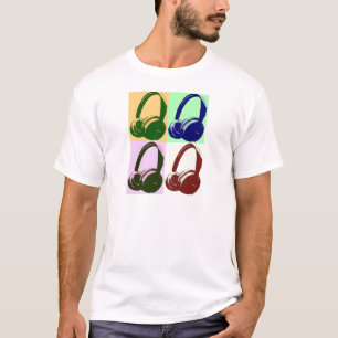 Vier kleuren Pop-hoofdtelefoons T-shirt