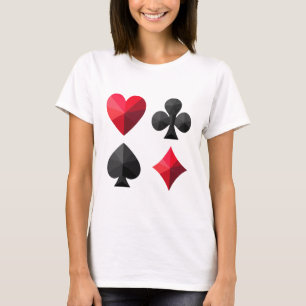 Vier kleuren speelkaarten: harten, klaveren, schop t-shirt