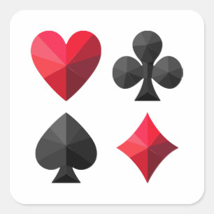 Vier kleuren speelkaarten: harten, klaveren, schop vierkante sticker
