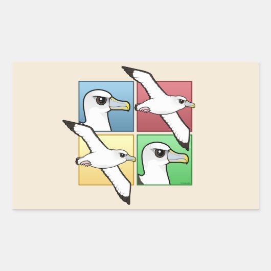 Vier kleurenalbatross rechthoekige sticker (Voorkant)