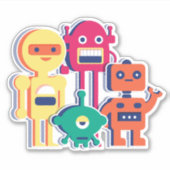 Vier kleurrijke robots, vinylSticker Sticker (Voorkant)