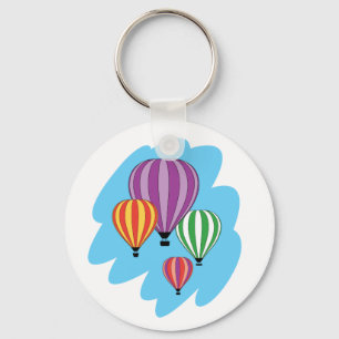 Vier kleurrijke warme luchtballonnen sleutelhanger