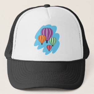 Vier kleurrijke warme luchtballonnen trucker pet